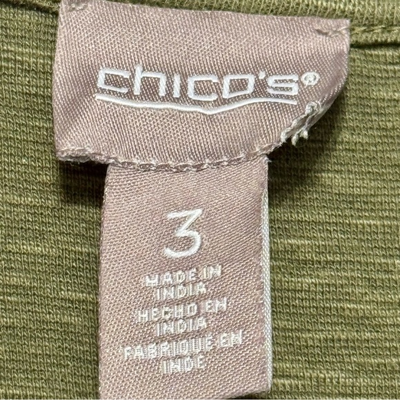 Chicos Olive Green Sleeveless Asymmetrical Hem Midi Length Minimalist Dress - Picture 7 of 9